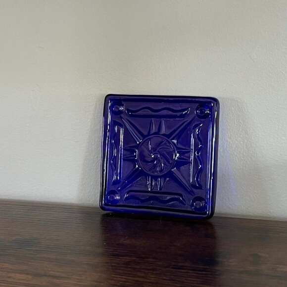 Vintage Blue Glass Tile with Unique Design - Picture 6 of 7